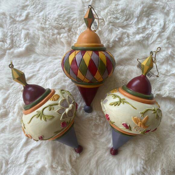 The Olde World Vintage 1998 Christmas Ornaments Set of 3 Exotic Finials - Picture 1 of 14